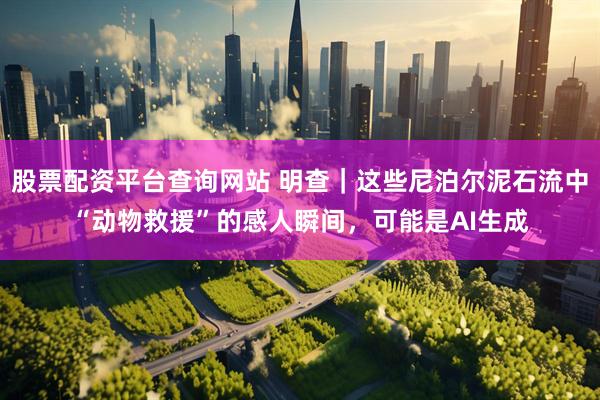股票配资平台查询网站 明查｜这些尼泊尔泥石流中“动物救援”的感人瞬间，可能是AI生成